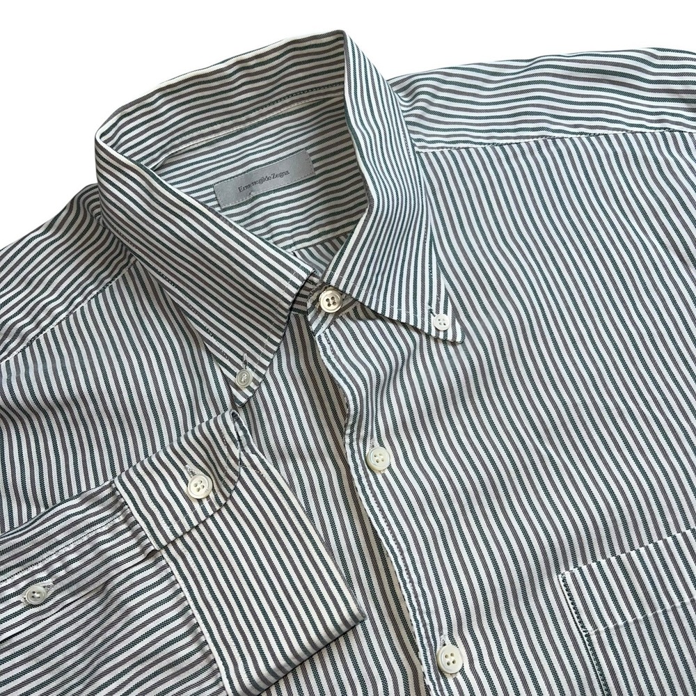 Ermenegildo Zegna Mens XXL Striped Long Sleeve Button Down Dress Shirt